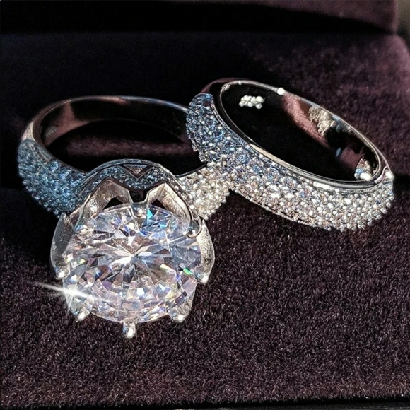 Sterling Silver White Sapphire Simulated Engagem